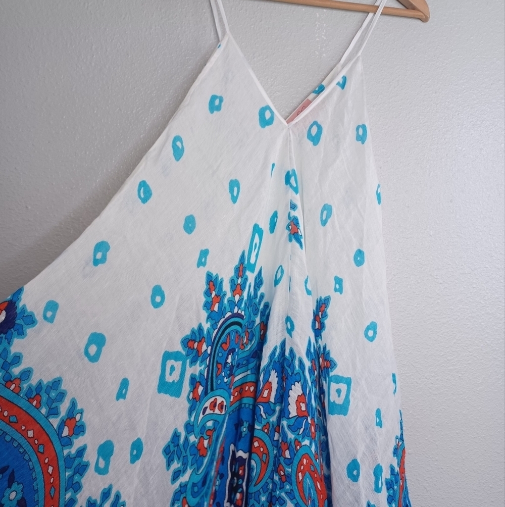 Theodora & Callum One Size Boho Linen Blend Asymmetrical Midi Dress - Picture 9 of 14